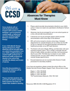 Thumbnail of "Absences for Therapies Must Know" Page