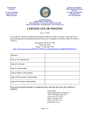 Thumbnail of "Certificate of Posting" document